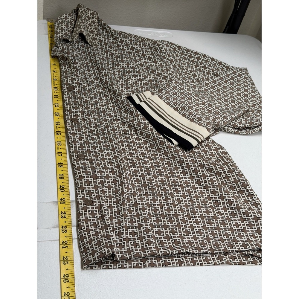 Abercrombie & Fitch Top‎ Womens Medium Brown Geometric Button Up Office Preppy - Picture 11 of 11